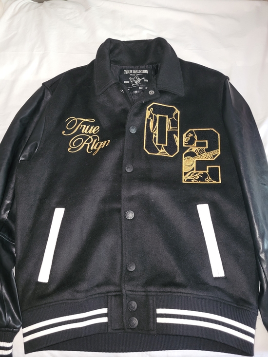True Religion Other - True Religion Black and Gold Men's Varsity Bomber Jacket